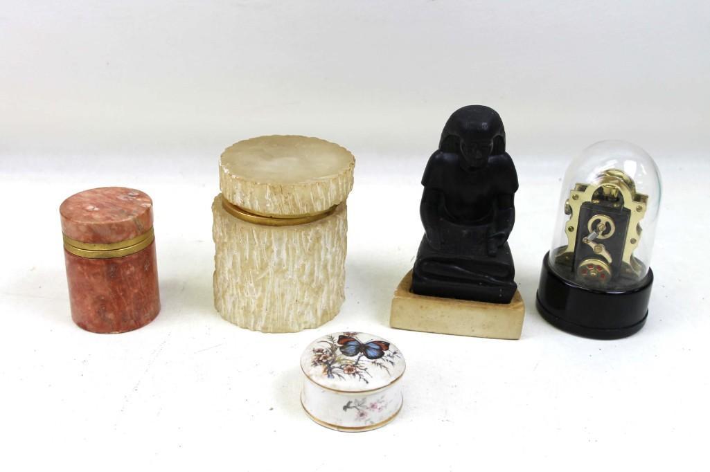 Lot of Vintage Collectibles including Trinket Boxes ,: Lot of Vintage Collectibles including Trinket Boxes , Louvre Souvenir , Etc