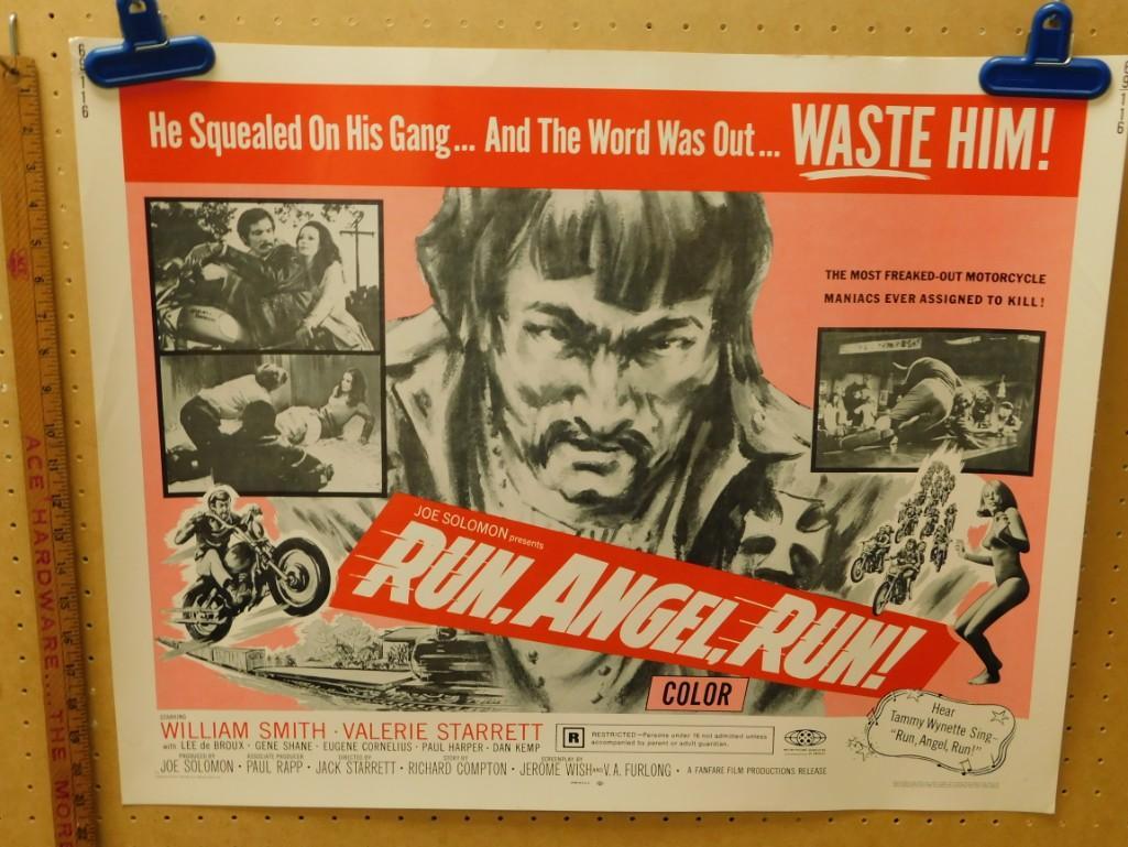 Vintage " Run Angel Run " Horizontal Movie Poster (1 of 2)