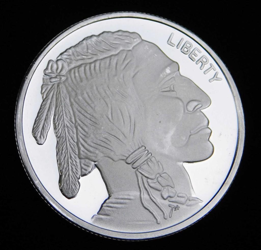 BU Indian Head Buffalo Silver Round 1 oz .999 Fine (1 of 2)