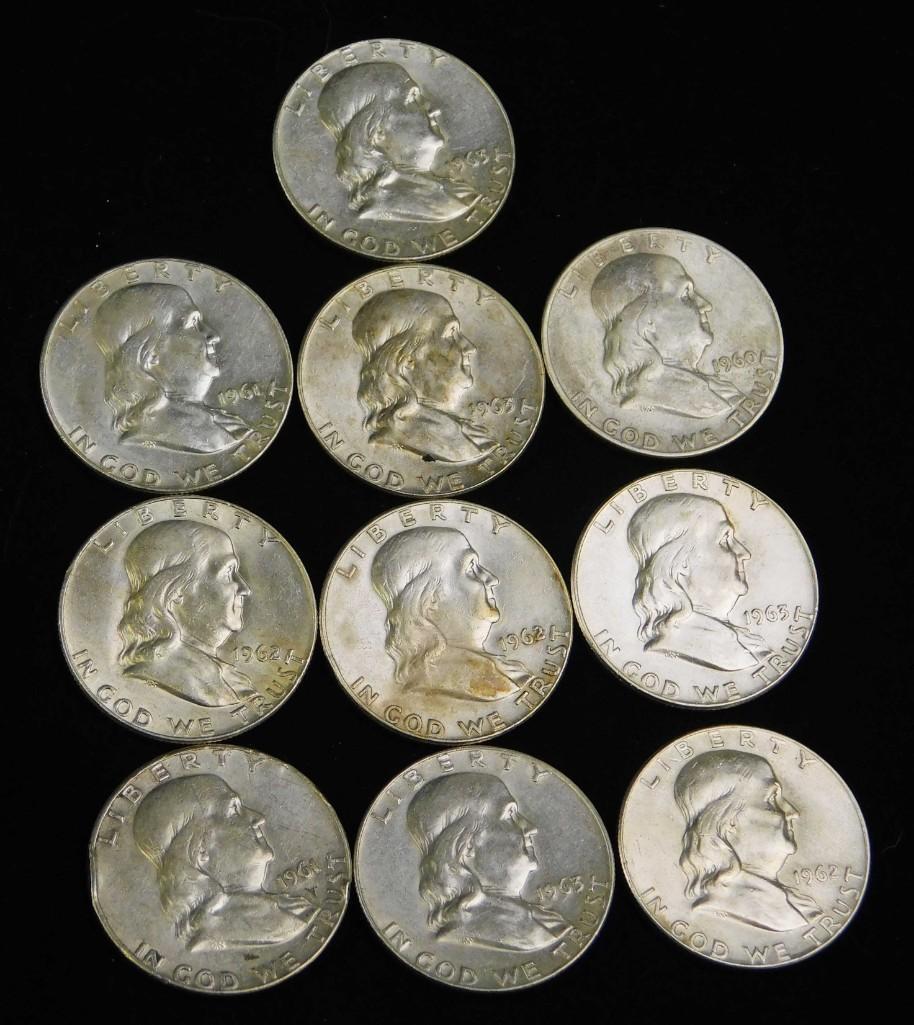 10 Franklin Half Dollars (1 of 2)