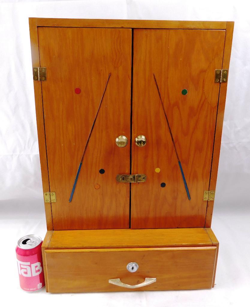 Vintage Pool Ball Rack/Storage Cabinet w/Balls (1 of 6)