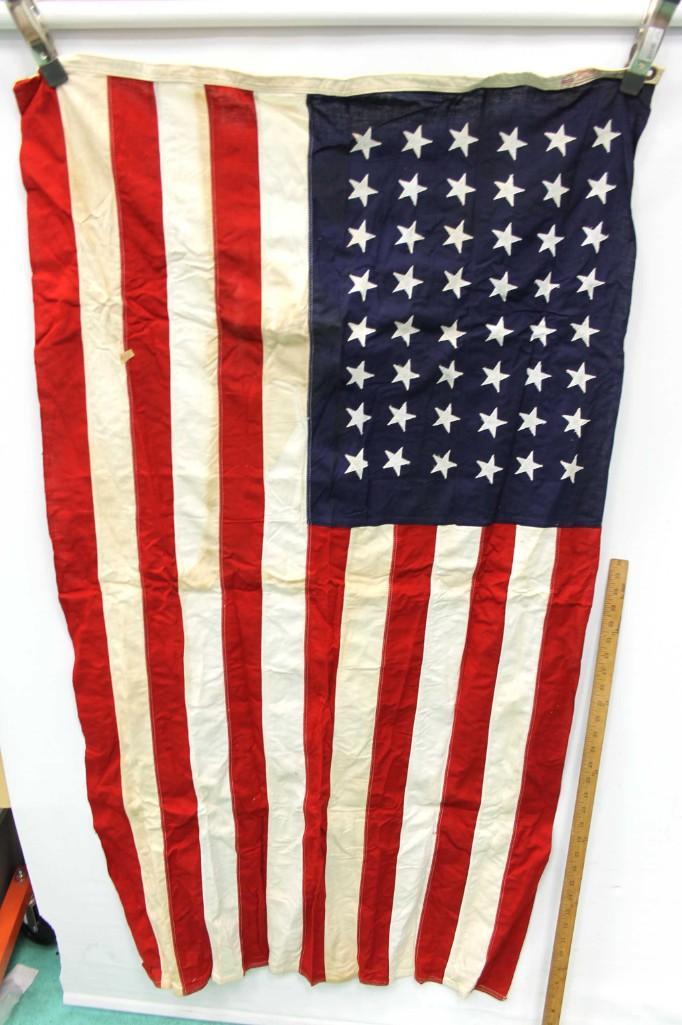 48 Star Flag with Box: Vintage 48 Star United States Flag with Box Condition: has some discoloration