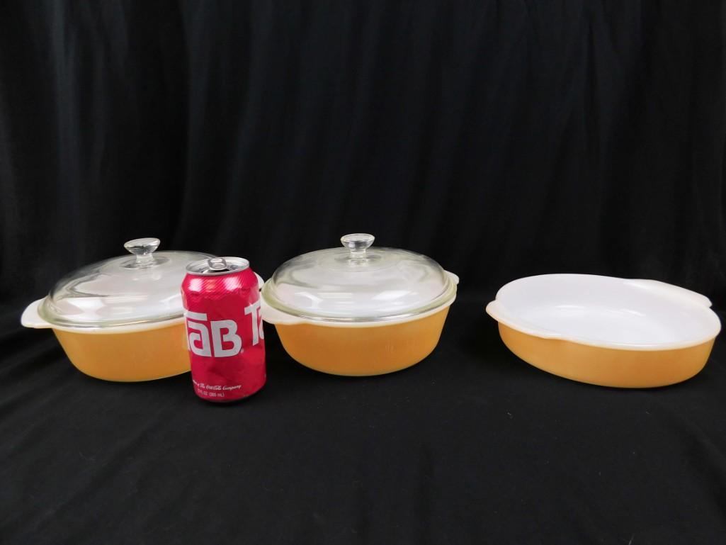 3 Fire King Marigold Luster Baking Dishes incl 2 (1 of 9)