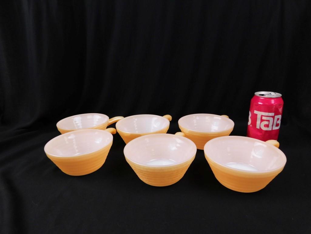 Set of 6 Fire King Marigold Luster Handled Soup Bowls (1 of 5)