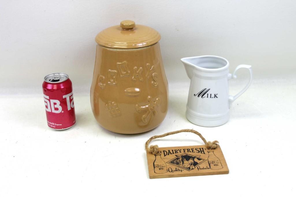 Vintage Cooky's Cookie Jar , Dairy Fresh Sign , and a (1 of 4)