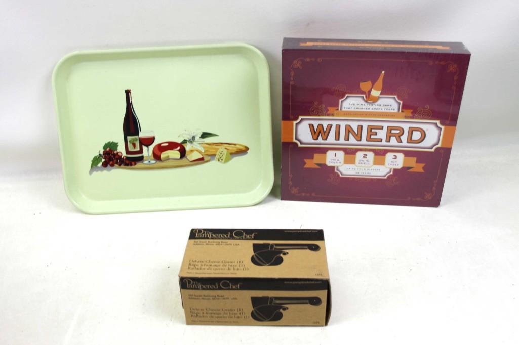 Cambro Wine Tray , Winerd Game , Pampered Chef Cheese: Cambro Wine Tray , Winerd Game , Pampered Chef Cheese Grater Condition: Game has not been checked for completeness