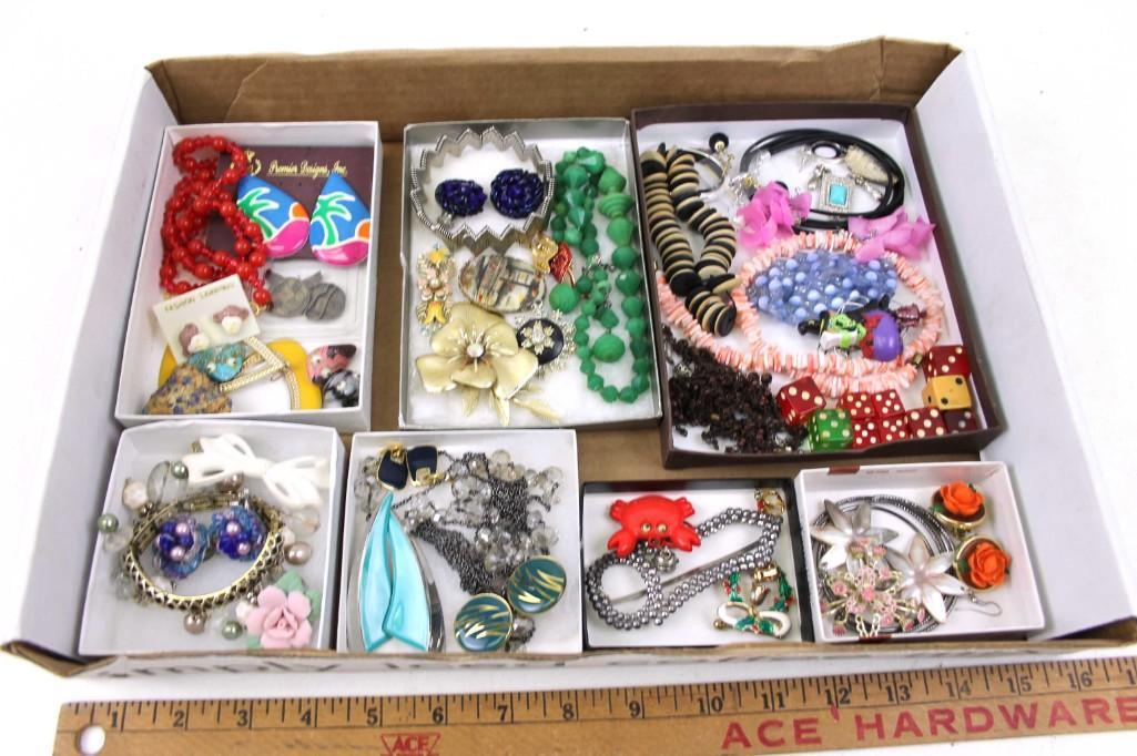 Lot of Costume Jewelry and Dice: Lot of Costume Jewelry and Dice