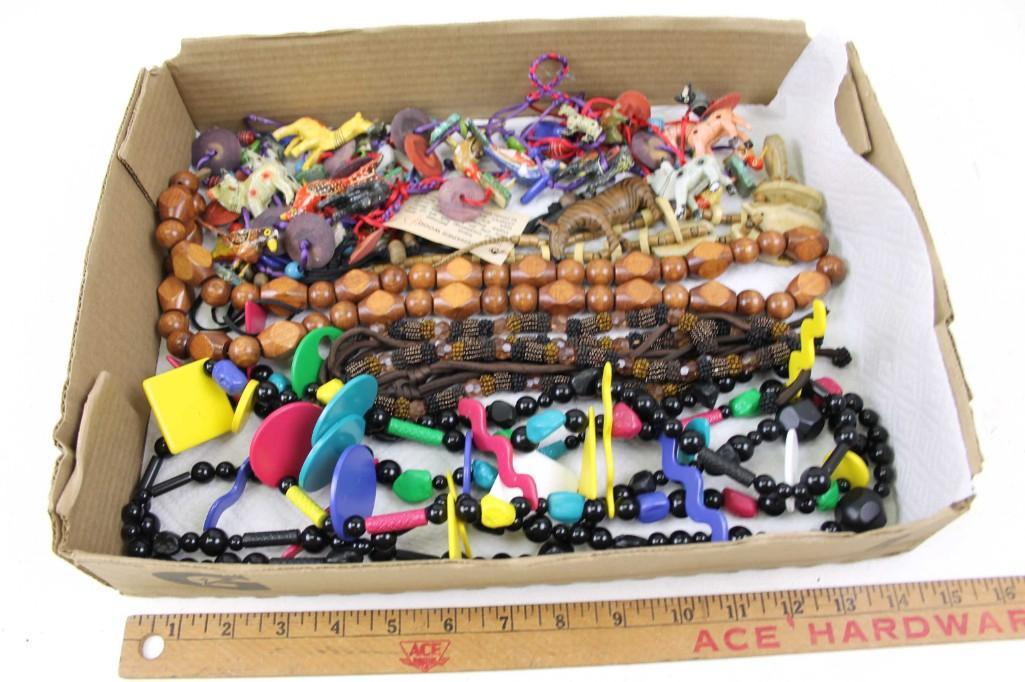 Lot of Costume Jewelry: Lot of Costume Jewelry including a really cool , 1980s Memphis style geometric necklace