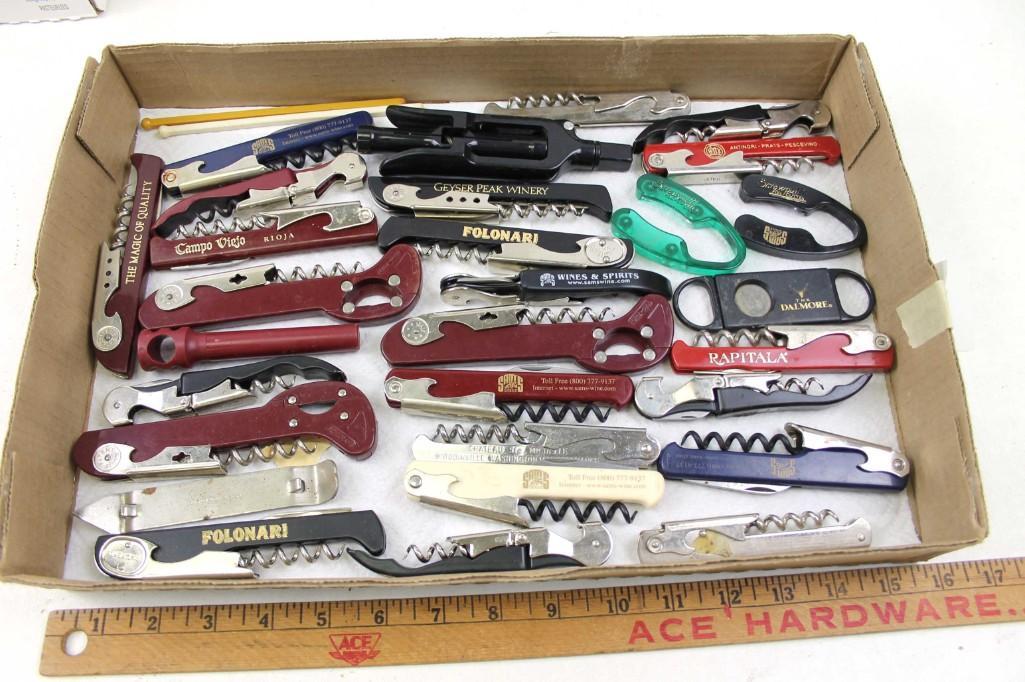 Lot of Bottle Openers Many with Advertising: Lot of Bottle Openers and Cork Screws Many with Advertising