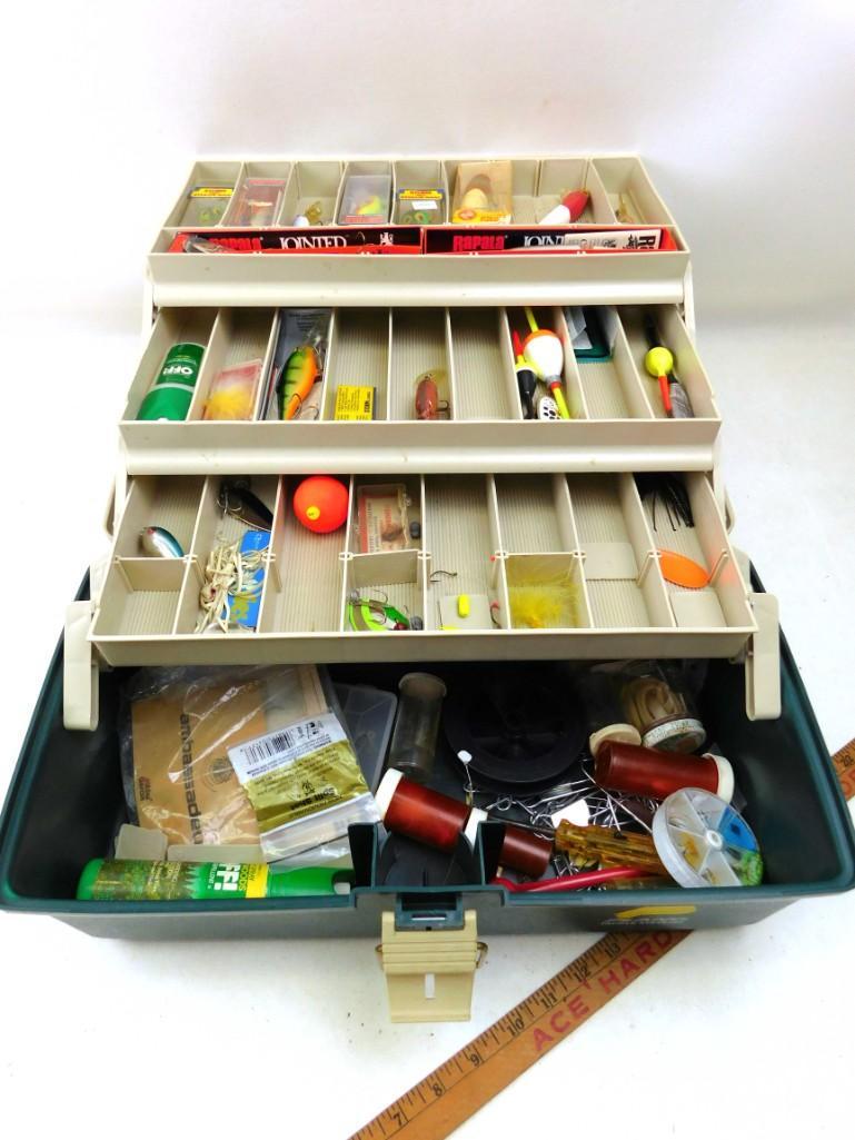 Large Fishing Tackle Box full of Fishing Lures and: Large Fishing Tackle Box full of Fishing Lures and other fishing supplies Plano Tackle Systems stuffed full of goodies!