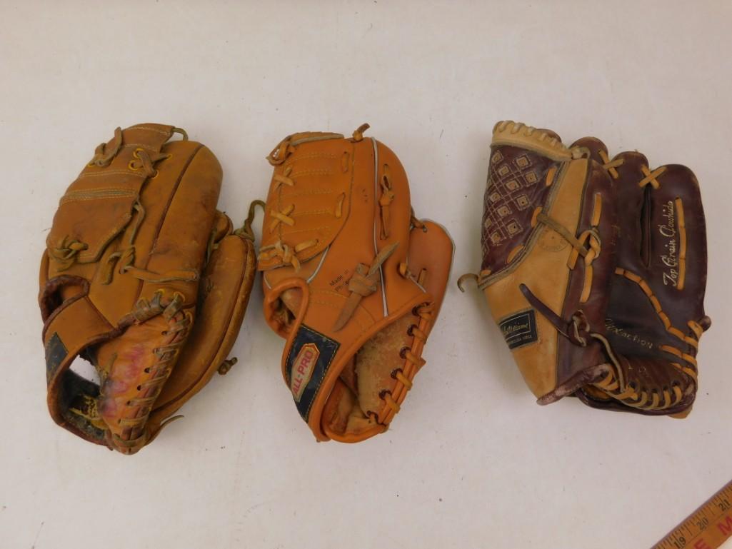 Lot of 3 children's baseball gloves / mitts: Lot of 3 children's baseball gloves / mitts These all fit on the left hand which makes them right handed baseball gloves.