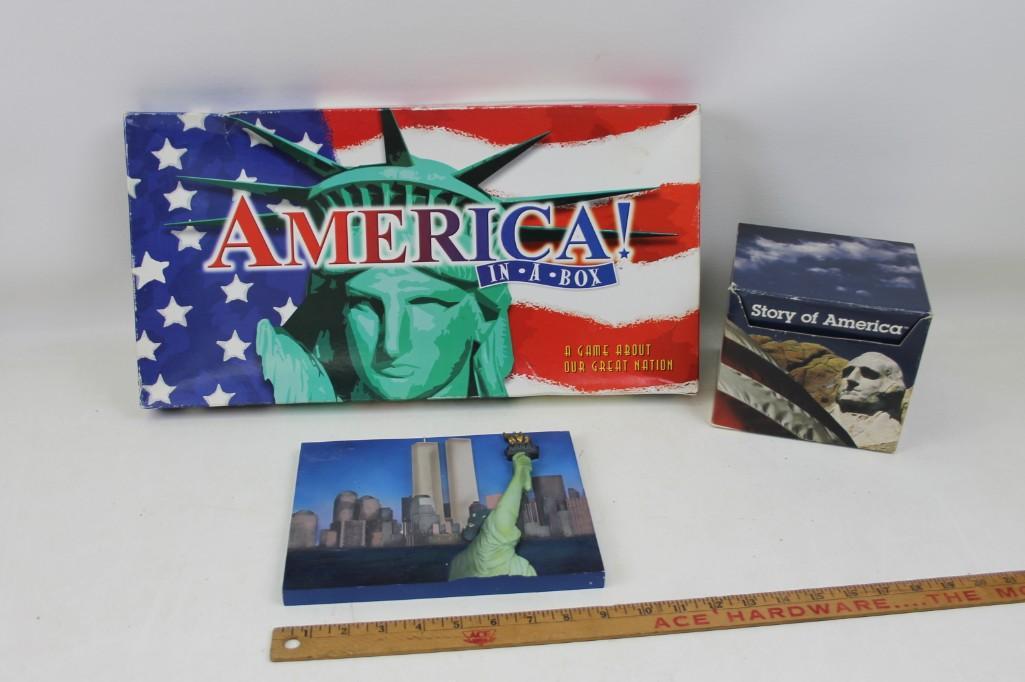 Patriotic Lot - America in a box Game, Statue of: Patriotic Lot - America in a box Game, Statue of Liberty, Story of America The board game looks similar to Monopoly