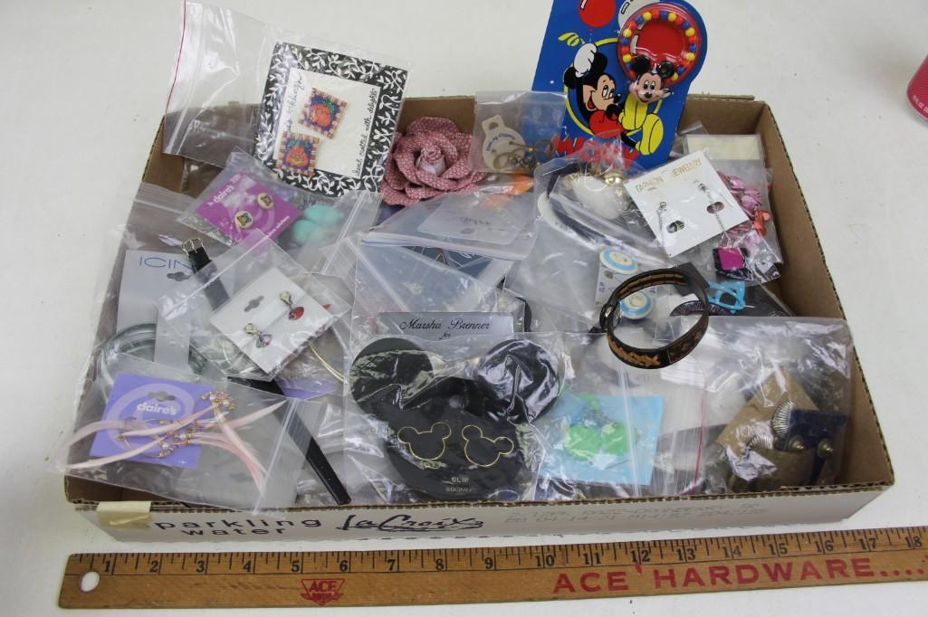 Lot of Costume Jewelry Including Clair's and Mickey: Lot of Costume Jewelry Including Clair's and Mickey Mouse, BWB