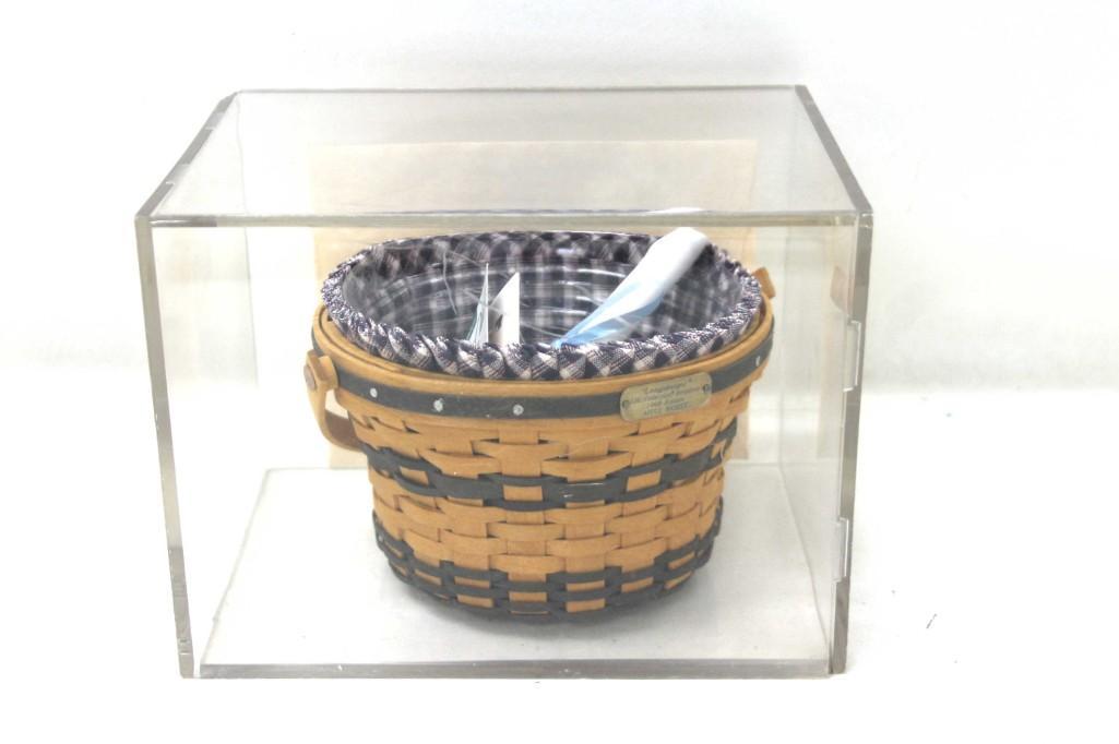 1998 Longaberger JW Collection Miniature Apple Basket: 1998 Longaberger JW Collection Miniature Apple Basket in an Acrylic Display Case