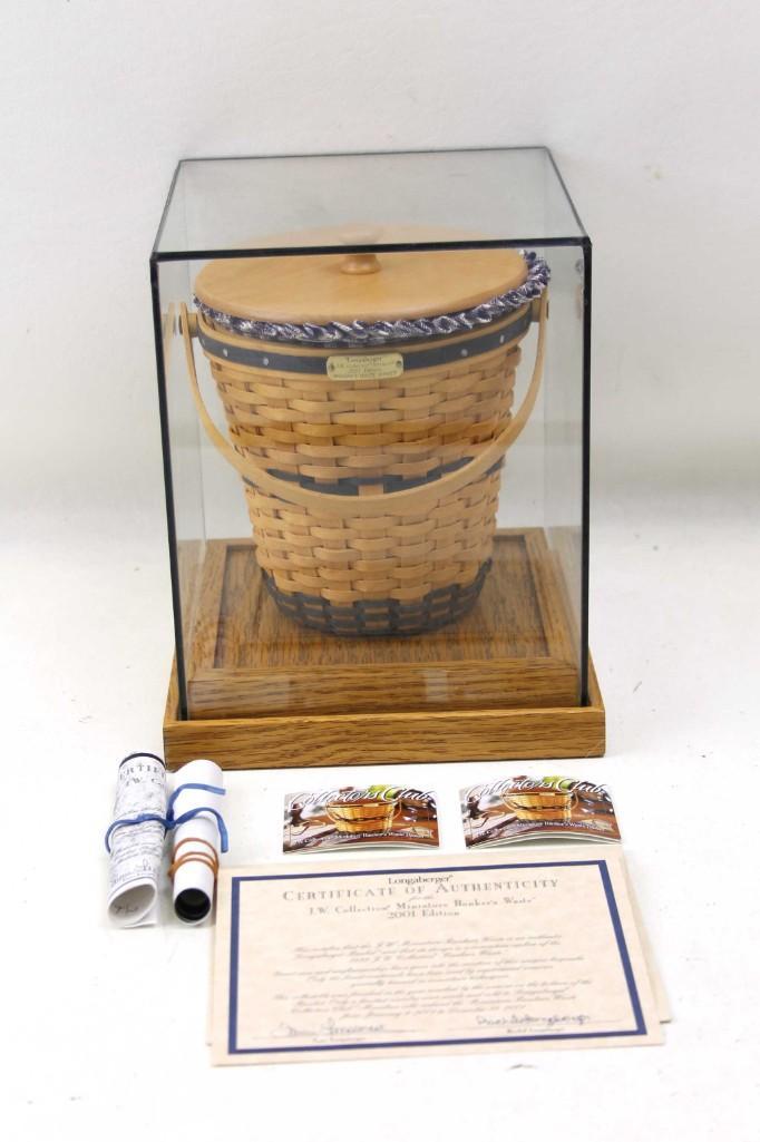 2001 Longaberger JW Collection Miniature Banker's Waste: 2001 Longaberger JW Collection Miniature Banker's Waste Basket
