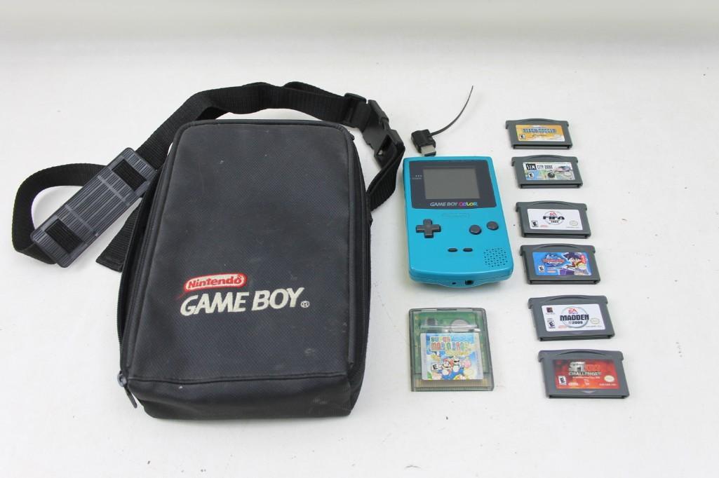 Nintendo Gameboy Color Lot with Games and Case: Nintendo Gameboy Color Lot with Games and Case Includes Super Mario Bros. Deluxe, Spy Kids Challenger, Madden 2005, Beyblade VForce, FIFA 2004