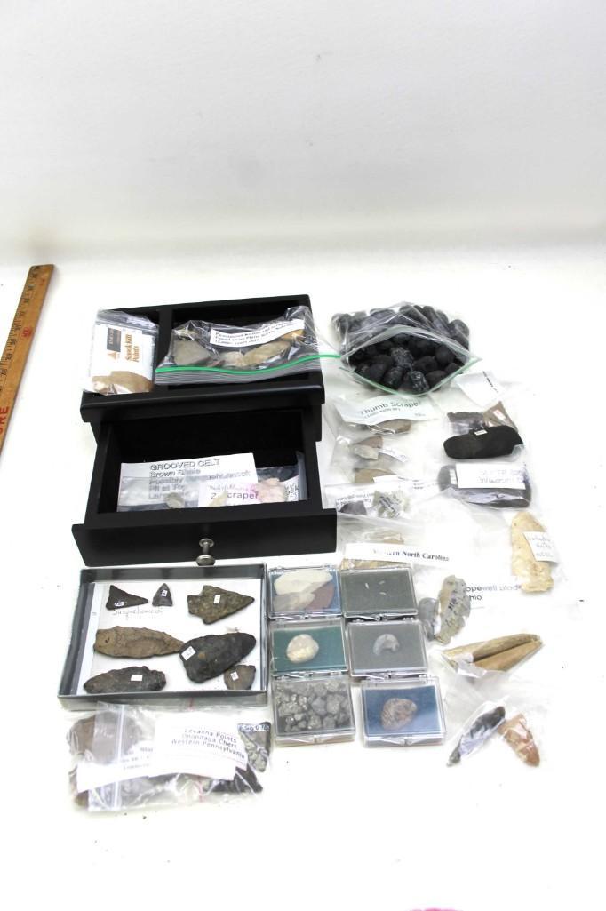 Native American Arrowheads , Fossils , Artifacts ,: Lot of Native American Arrowheads , Fossils , Artifacts , Stones , Antler Horns