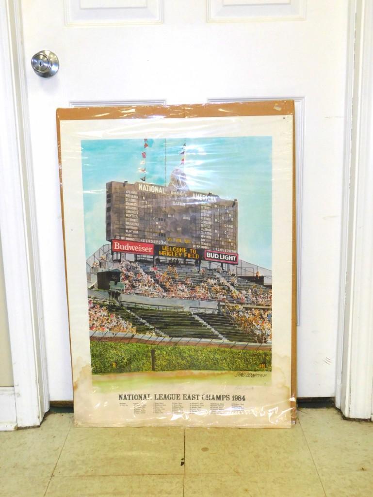 Chicago Cubs National League East Champs 1984 Print: Chicago Cubs National League East Champs 1984 Signed Limited Edition Print Signed Brad Bennett 1984 1397/2000 Some water damage on the bottom - see pictures Roughly 32" x 22.5" 