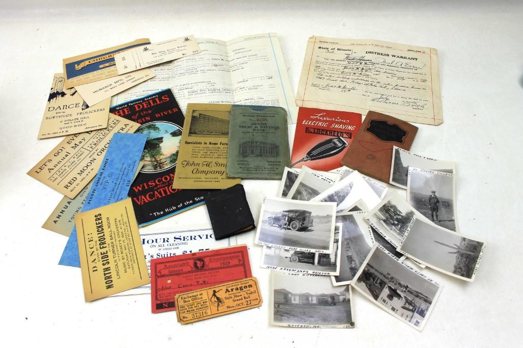 Lot of Vintage Ephemera incl Photos , Tickets , etc: Lot of Vintage Ephemera incl Photographs , Tickets , etc
