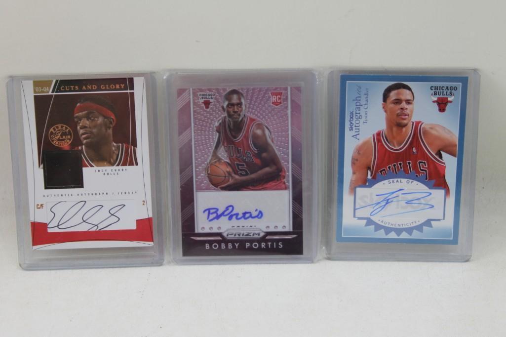 Serially #'d Autograph and Jersey NBA Basketball Cards: Serially numbered Autograph and Jersey NBA Basketball Cards Eddy Curry, Bobby Portis and Tyson Chandler