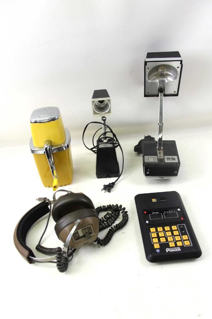 Vintage Lot incl Cosmo Time Alarm Clock and Lamp , Ice: Vintage Lot incl Cosmo Time Alarm Clock and Lamp , Ice Crusher , Headphones , Electronic Poker Game