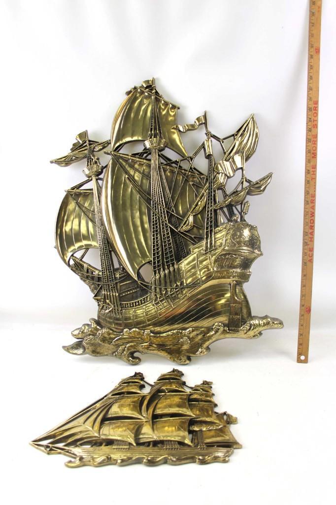 Lot of 2 Clipper Ship Nautical Wall Hangings , Plastic: Lot of 2 Large Plastic Clipper Ship Nautical Wall Hangings , Plastic