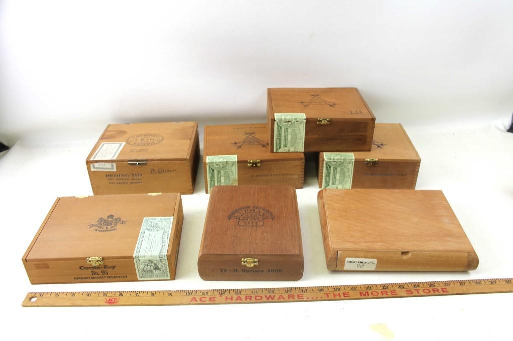 Lot of 7 Wooden Cigar Boxes , Empty: Lot of 7 Wooden Cigar Boxes , Empty