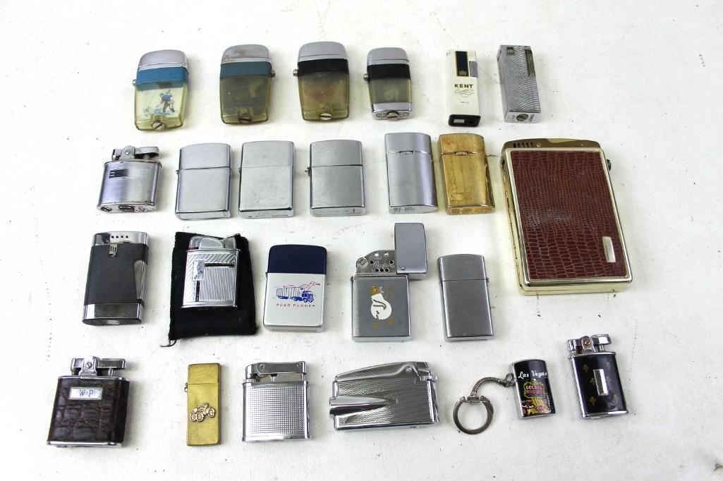 Lot of Vintage Lighters incl Zippo: Lot of 24 Vintage Cigarette Lighters incl Zippo