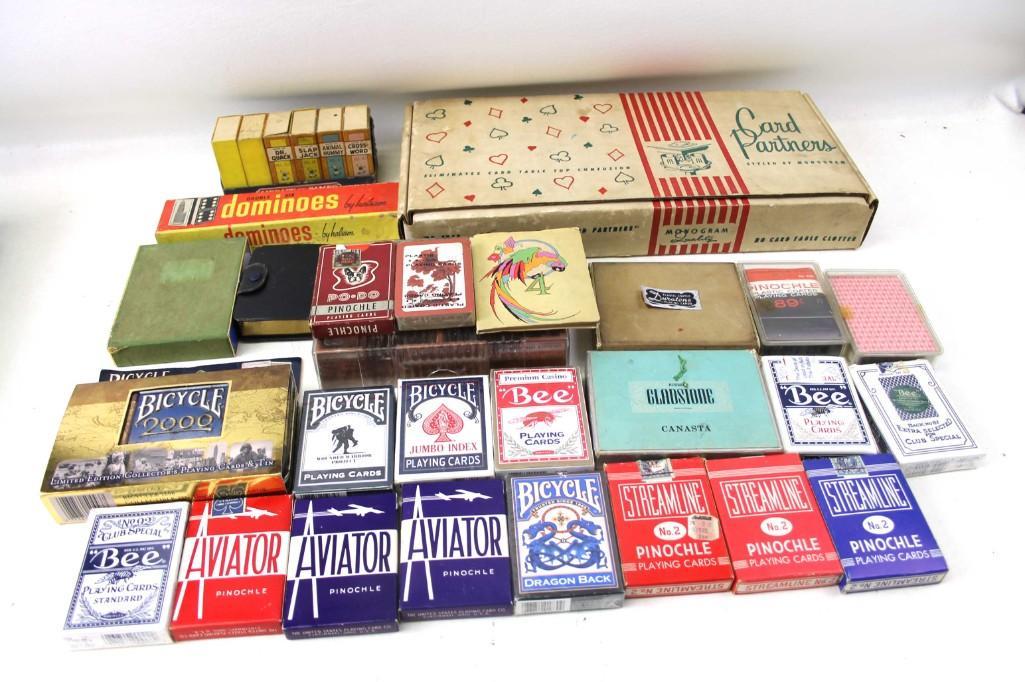 Vintage Card Games , Dominoes , Etc: Lot of vintage playing cards , dominoes , etc