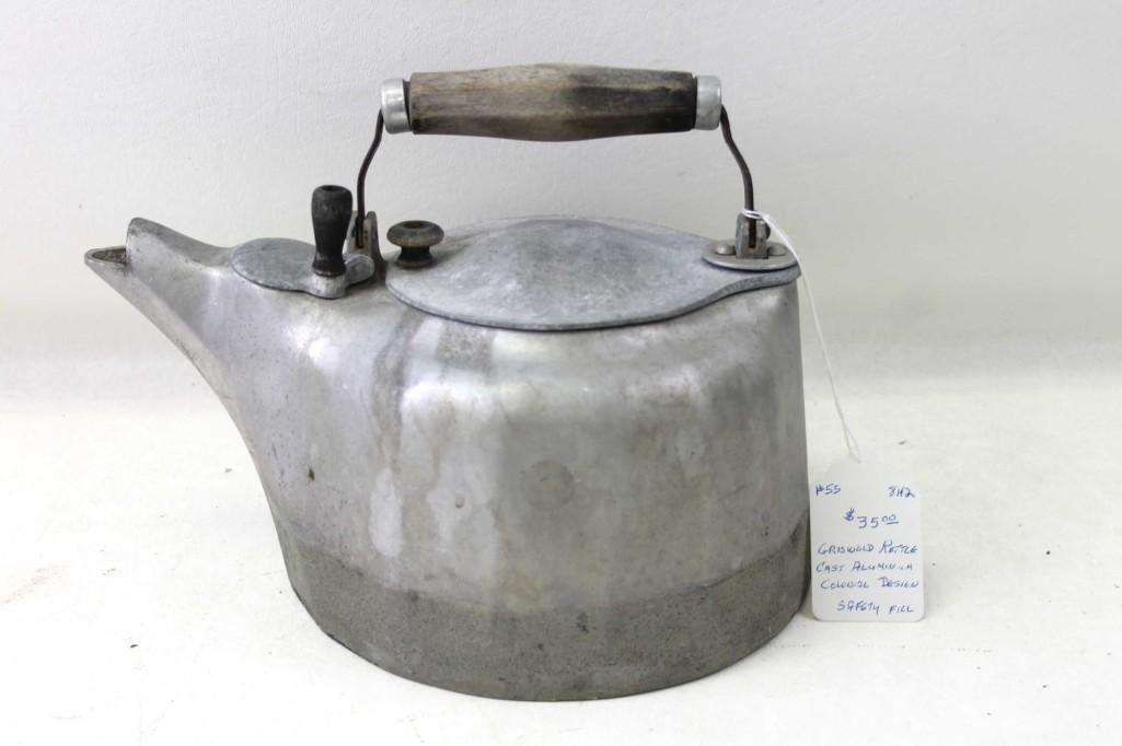 Griswold Cast Aluminum Tea Kettle Colonial Design: Griswold Cast Aluminum Tea Kettle Colonial Design Safety Fill