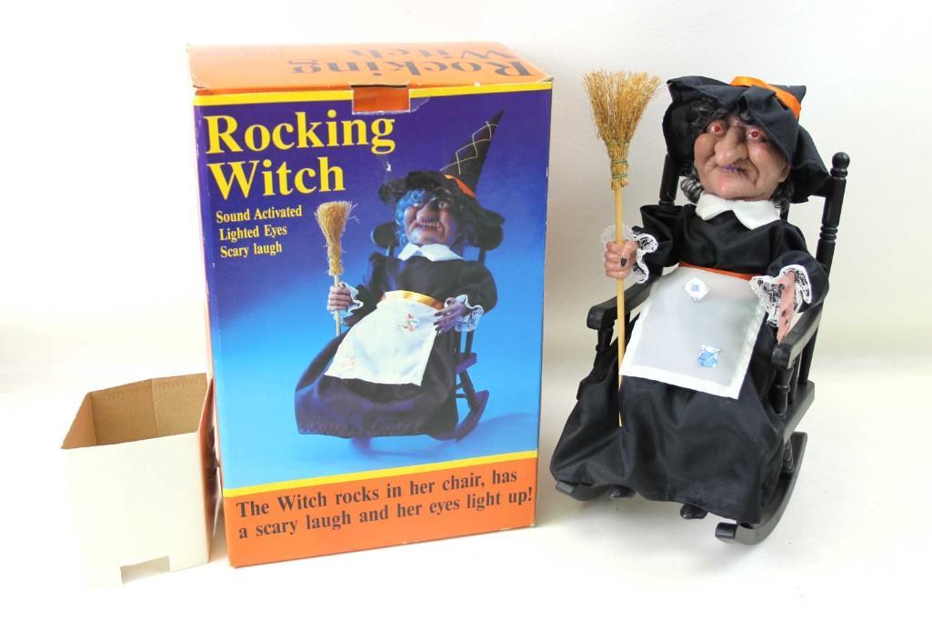 Rocking Witch Sound Activated Lighted Eyes Scary Laugh: Halloween Decor Rocking Witch Sound Activated Lighted Eyes Scary Laugh in Original Box