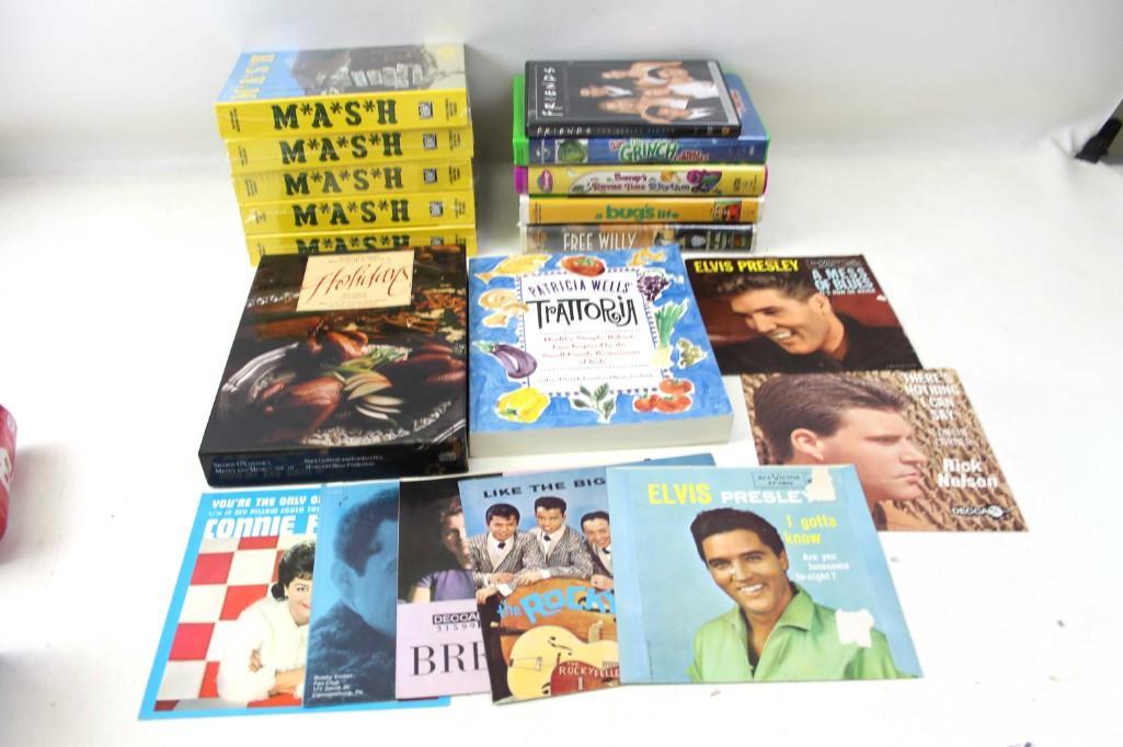 Media Lot incl 45 RPM Vinyl Records incl Elvis Presley (1 of 3)