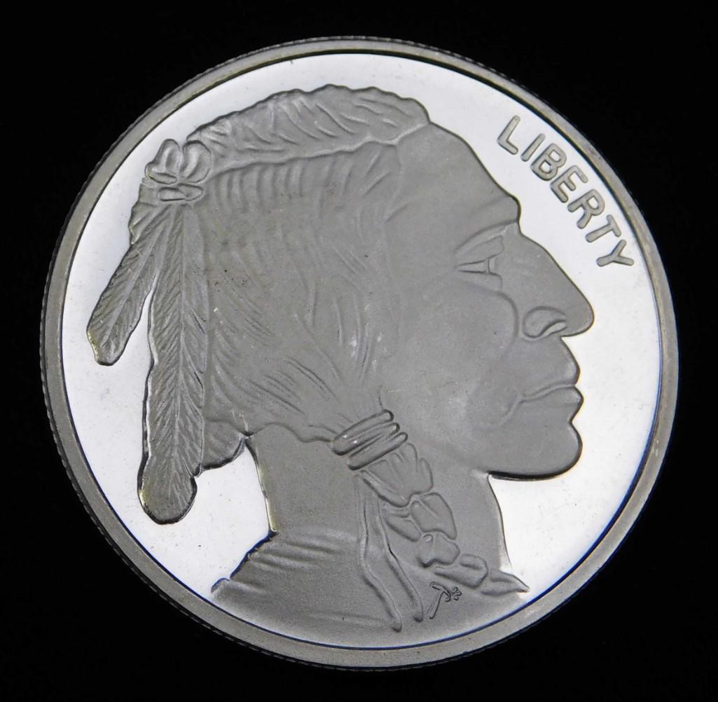 BU Indian Head Buffalo Silver Round 1 oz .999 Fine (1 of 2)