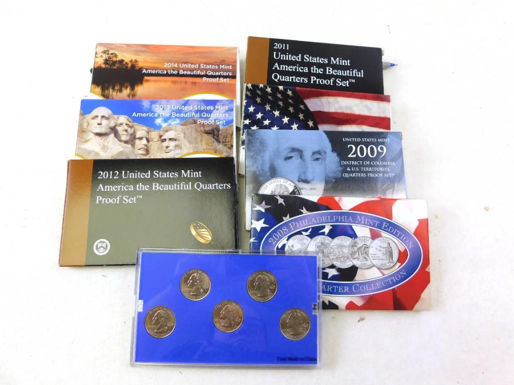 Run of 7 US Mint Quarter Proof Sets 2008 - 2014 (1 of 4)