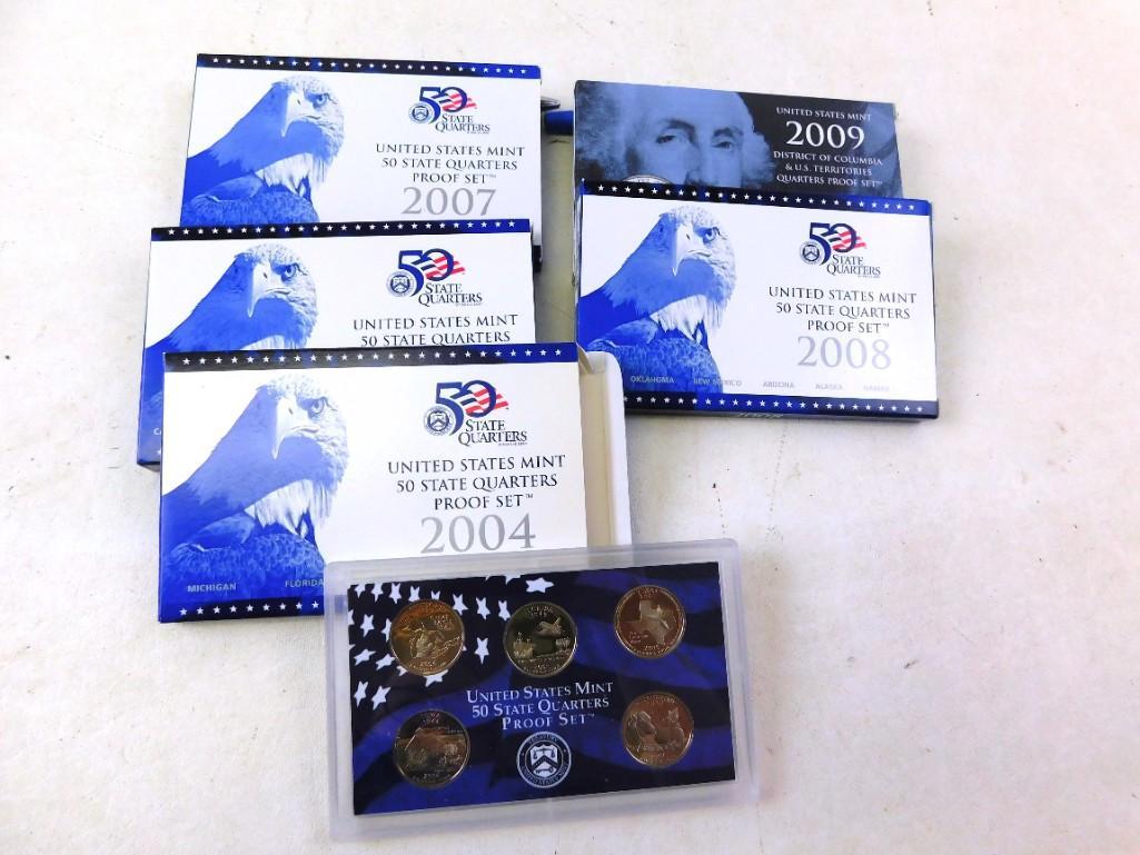 Lot of 5 US Mint State Quarters Proof Sets incl 2004 , (1 of 3)