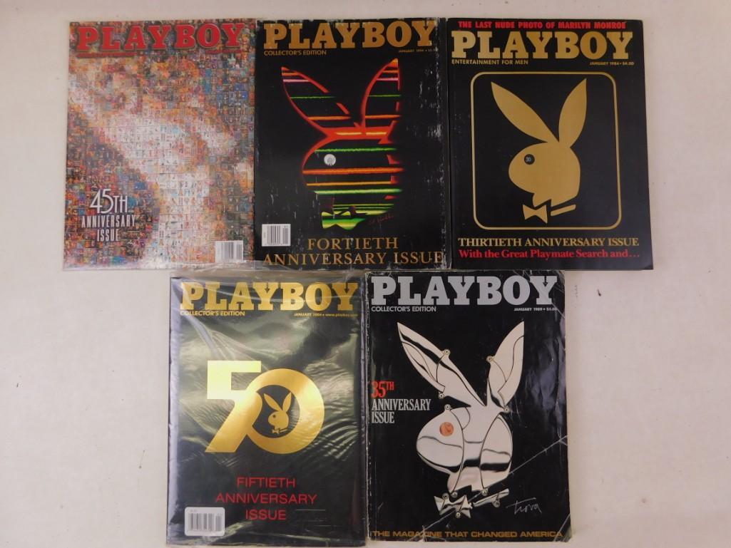 Lot of 5 Anniversary Issues of Playboy magazine (1 of 1)