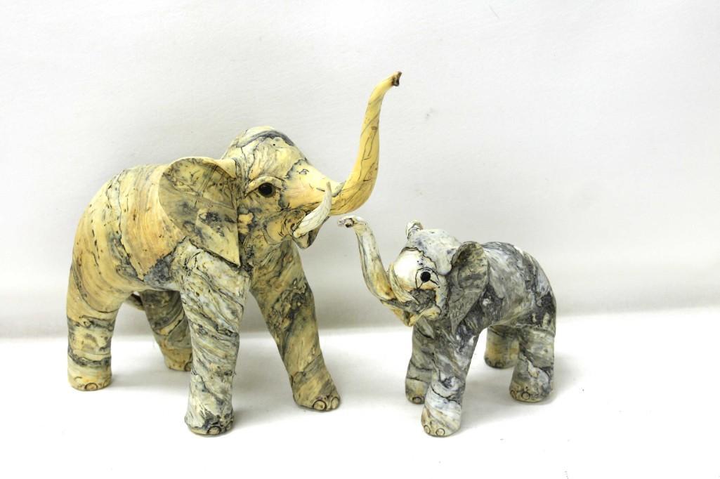 Lot of 2 Oyster Shell Composite Large Elephants (1 of 9)