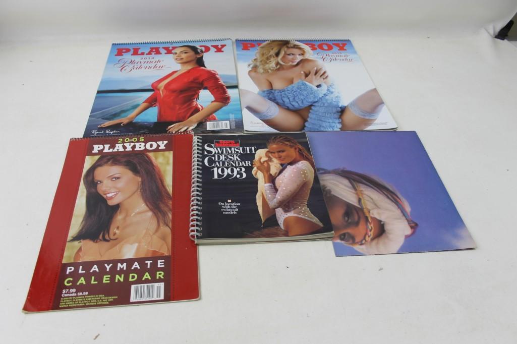 Lot of Playboy Calendars: Lot of Playboy Calendars 1993 Swimsuit Desk Calendar, 2005, 2014, 2015