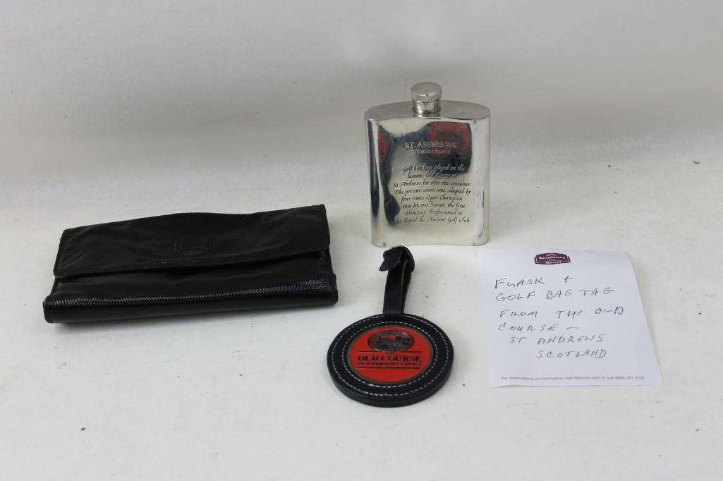 St. Andrews Vintage Golf Lot - Flask and Tag from the (1 of 5)