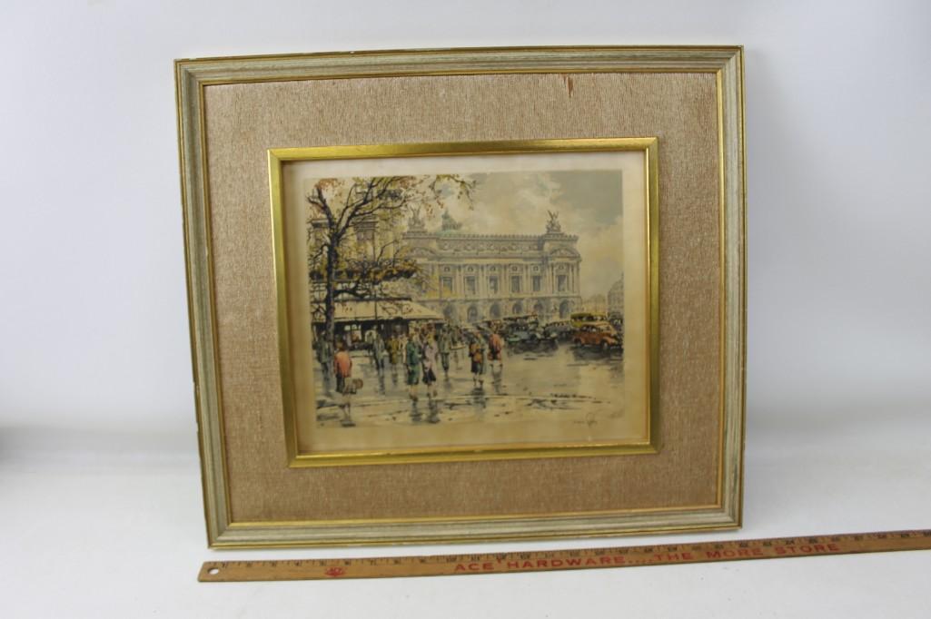 Framed Original Etching on Silk Hans Figura Paris Opera (1 of 5)
