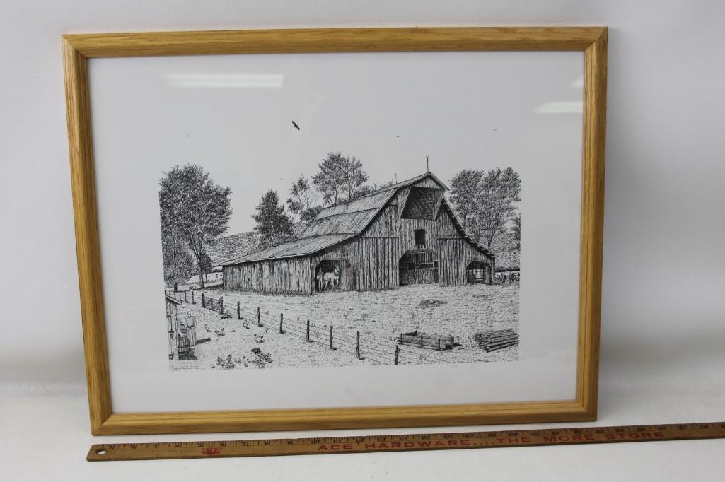 Framed Farm Scene Print Harold Johnson Goreville (1 of 4)