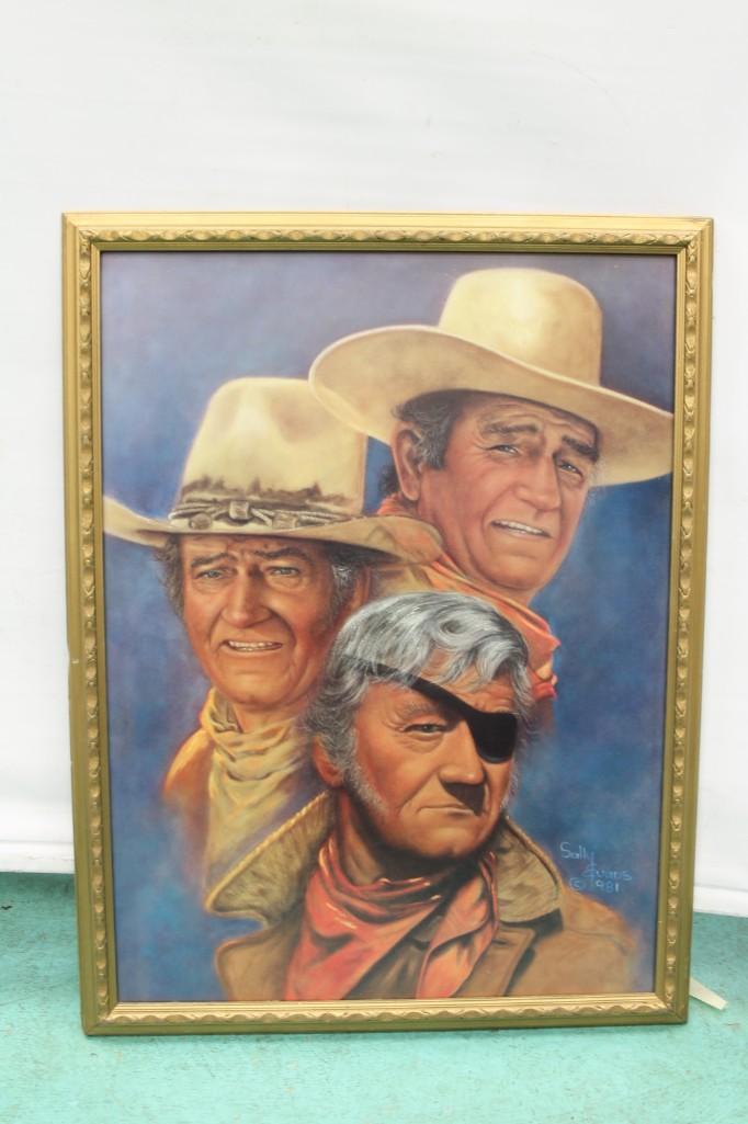 John Wayne Framed Picture Sally Evans 1981 (1 of 3)