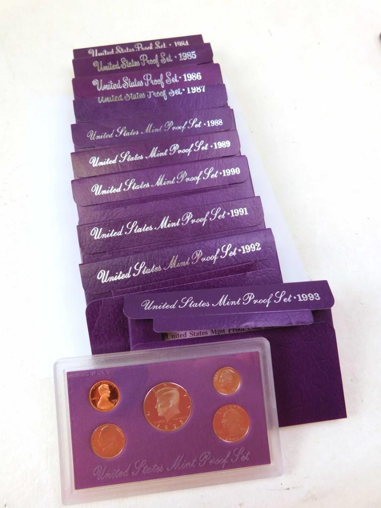 1984 - 1993 Proof Set Run Purple Box - 10 Box Lot US (1 of 5)