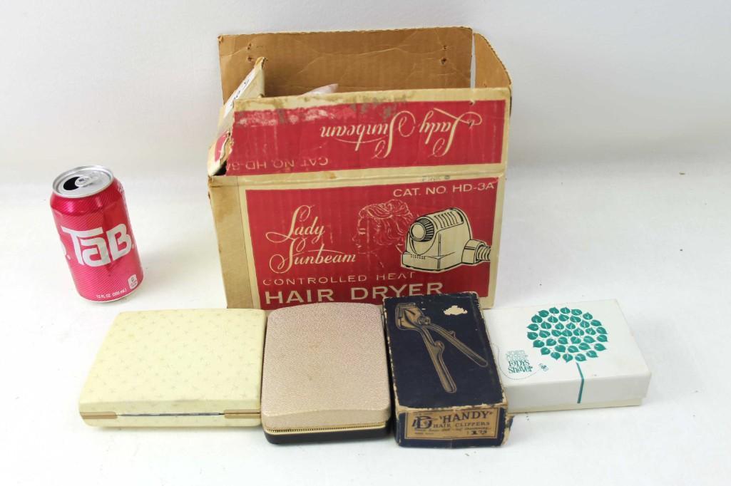 Vintage Beauty Lot incl 3 Shavers , A Hair Dryer , and: Vintage Beauty Lot incl 3 Shavers , A Hair Dryer , and A Clipper