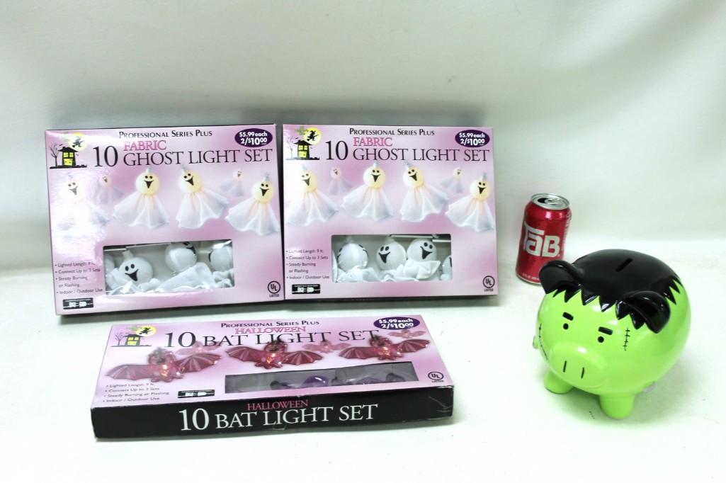 Lot of Halloween Decor incl Frankenpig Coin Bank and 3 (1 of 6)