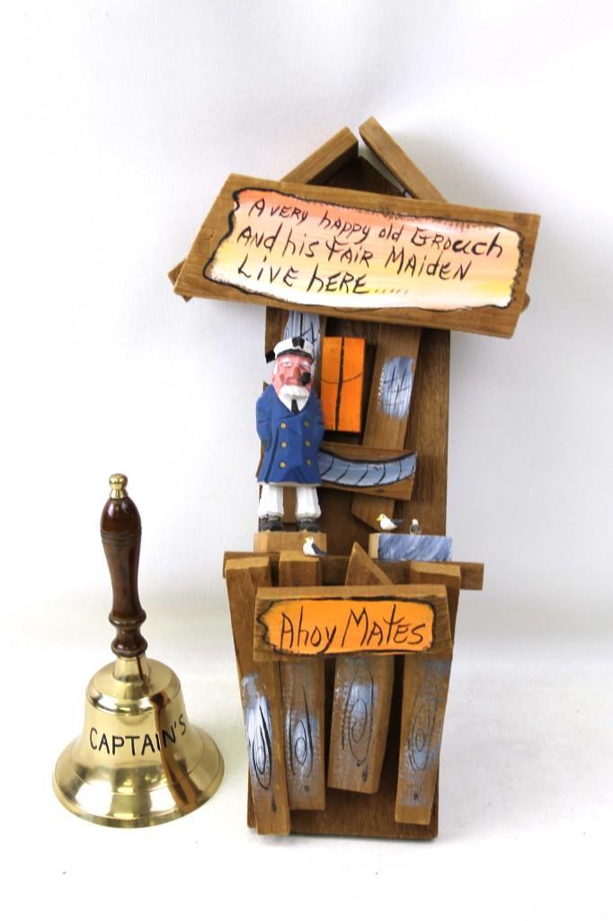 Lot of 2 Nautical Decor Items incl Captain's Table Bell (1 of 2)
