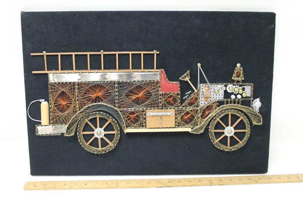 Complete Metal Art of an Old Time Fire Engine: Complete Metal Art and String Art of an Old Time Fire Engine . Measures about 24"x16"