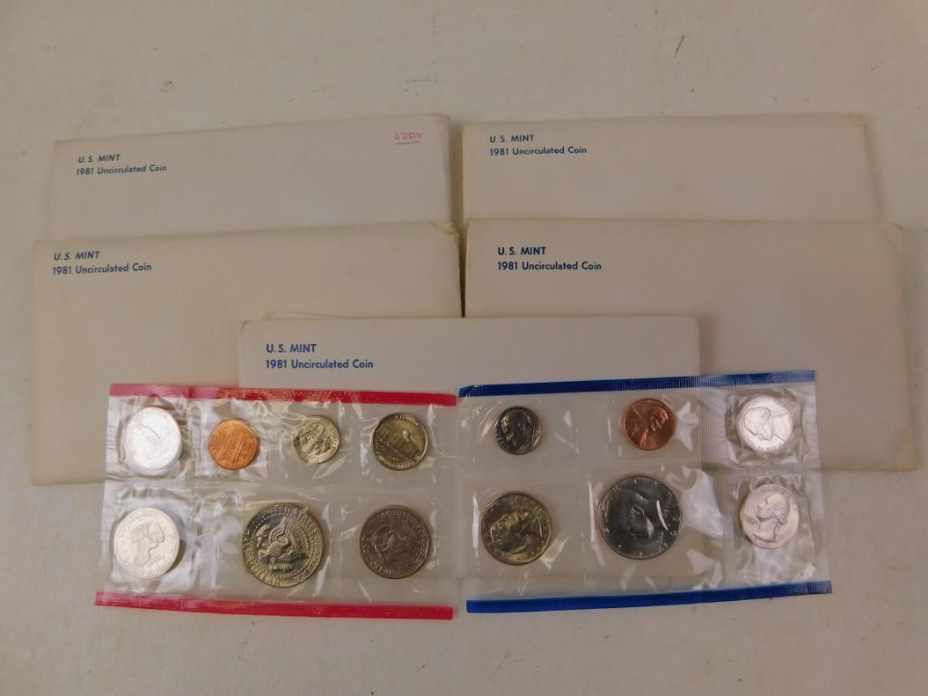 Lot of 5 sets of 1981 US Mint Coin Sets Uncirculated (1 of 3)