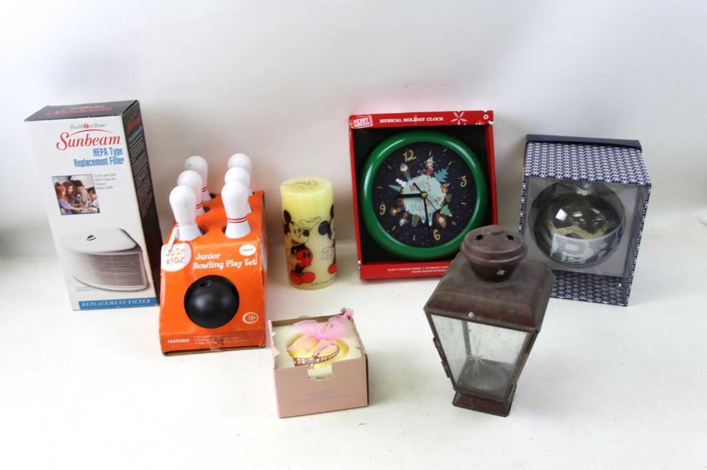 Misc Lot incl Clock , Mickey Mouse Candle , Hepa (1 of 4)