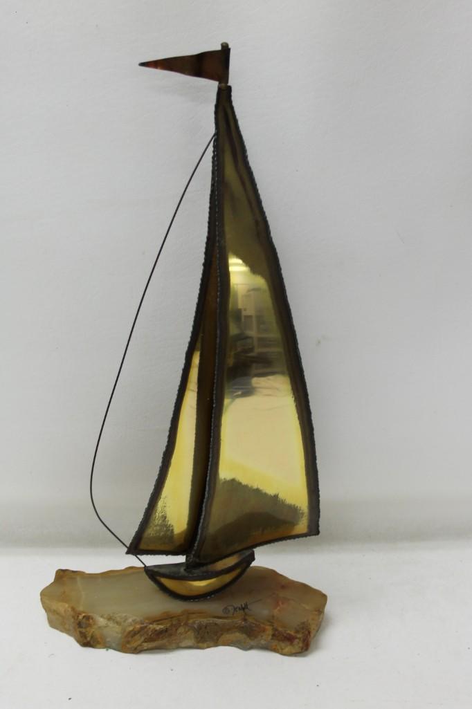 Vintage Demott Brass Sailboat Model (1 of 4)